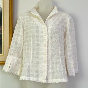 Cream Boxy Button Down Shirt with Notched Collar